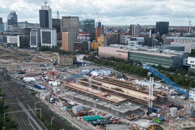 The construction site for the HS2 project at Curzon Street in Birmingham (Jacob King/PA)