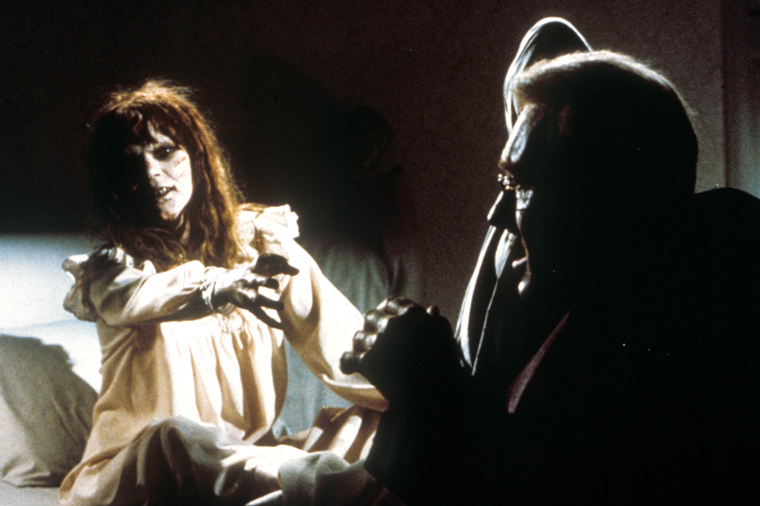The violence of her thrashing and jerking: Blair terrorises Max von Sydow in ‘The Exorcist’