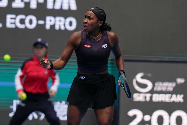 Coco Gauff clenches her fist during her victory over Veronika Kudermetova (Andy Wong/AP)