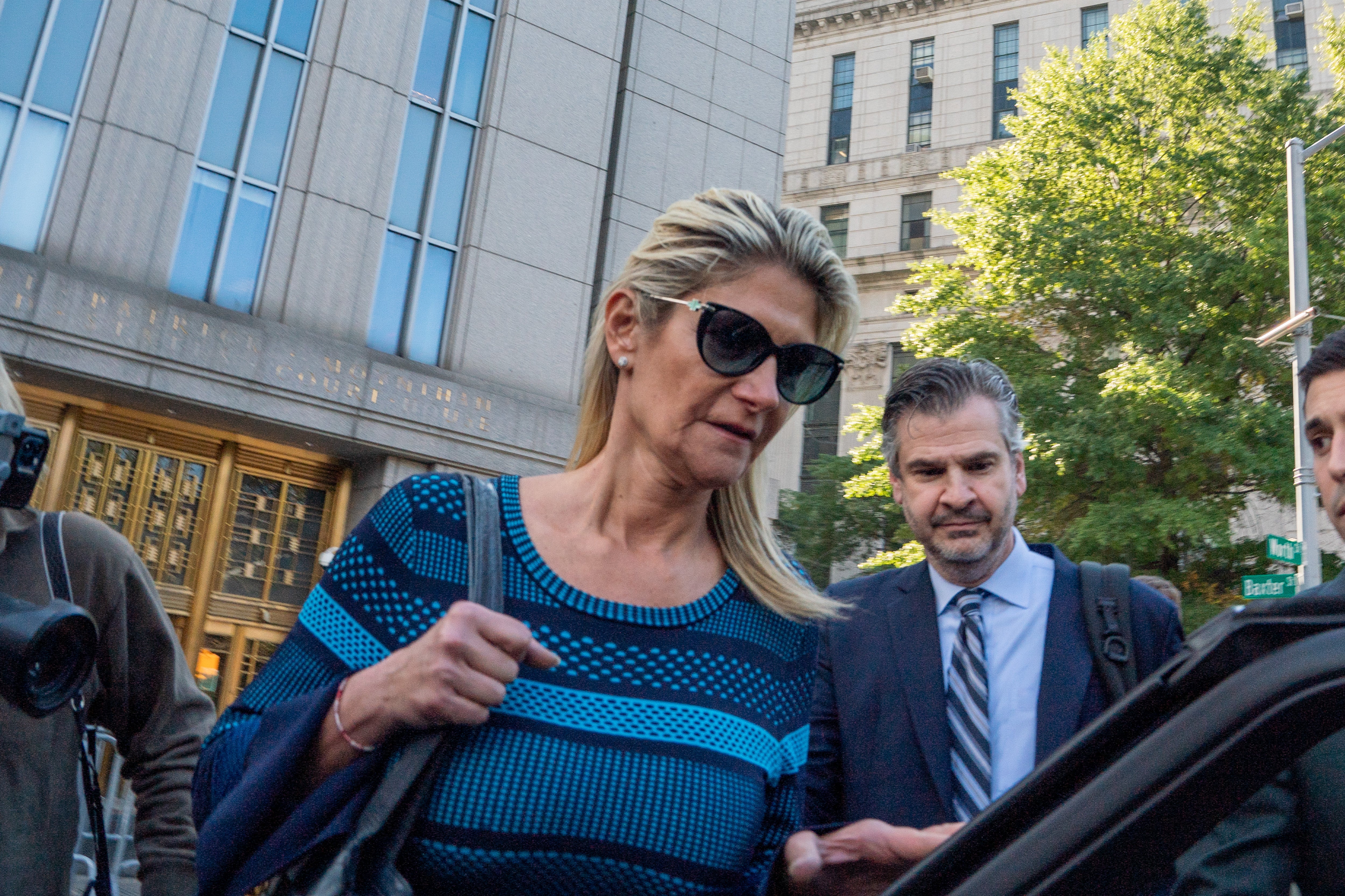 Nadine Menendez is pictured leaving federal court in Manhattan on 2 October.