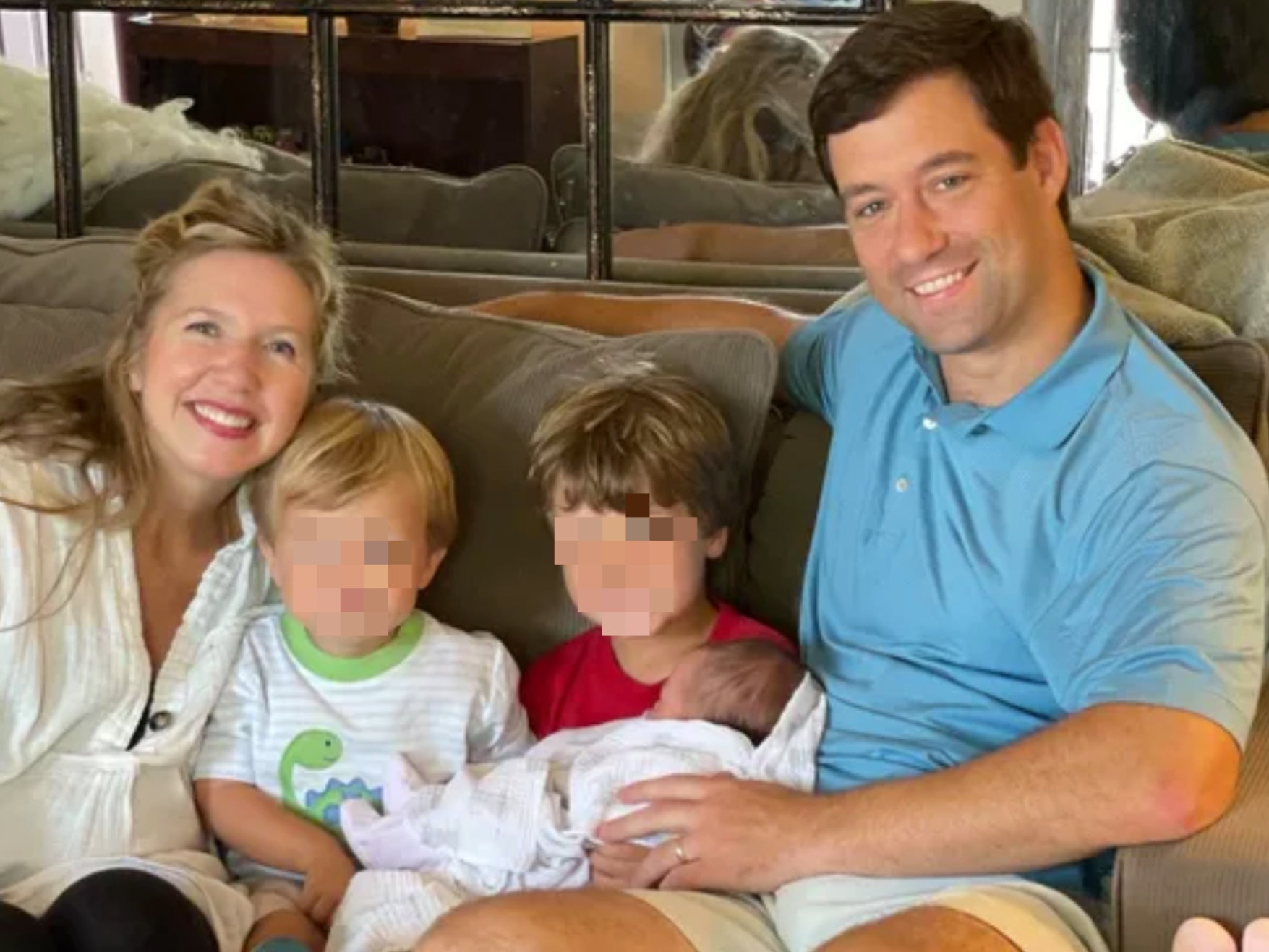 Christopher Wright with his wife Acacia, and their three children — Declan, Abbott, and Aprilia — prior to Mr Wright’s shooting death in Chattanooga