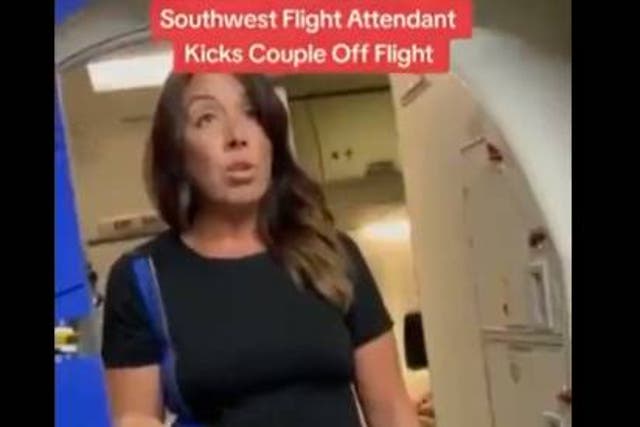 <p>Video of a Southwest Airlines flight attendant banning a mother she had earlier seen doing seemingly drunken cartwheels in the airport has gone viral</p>