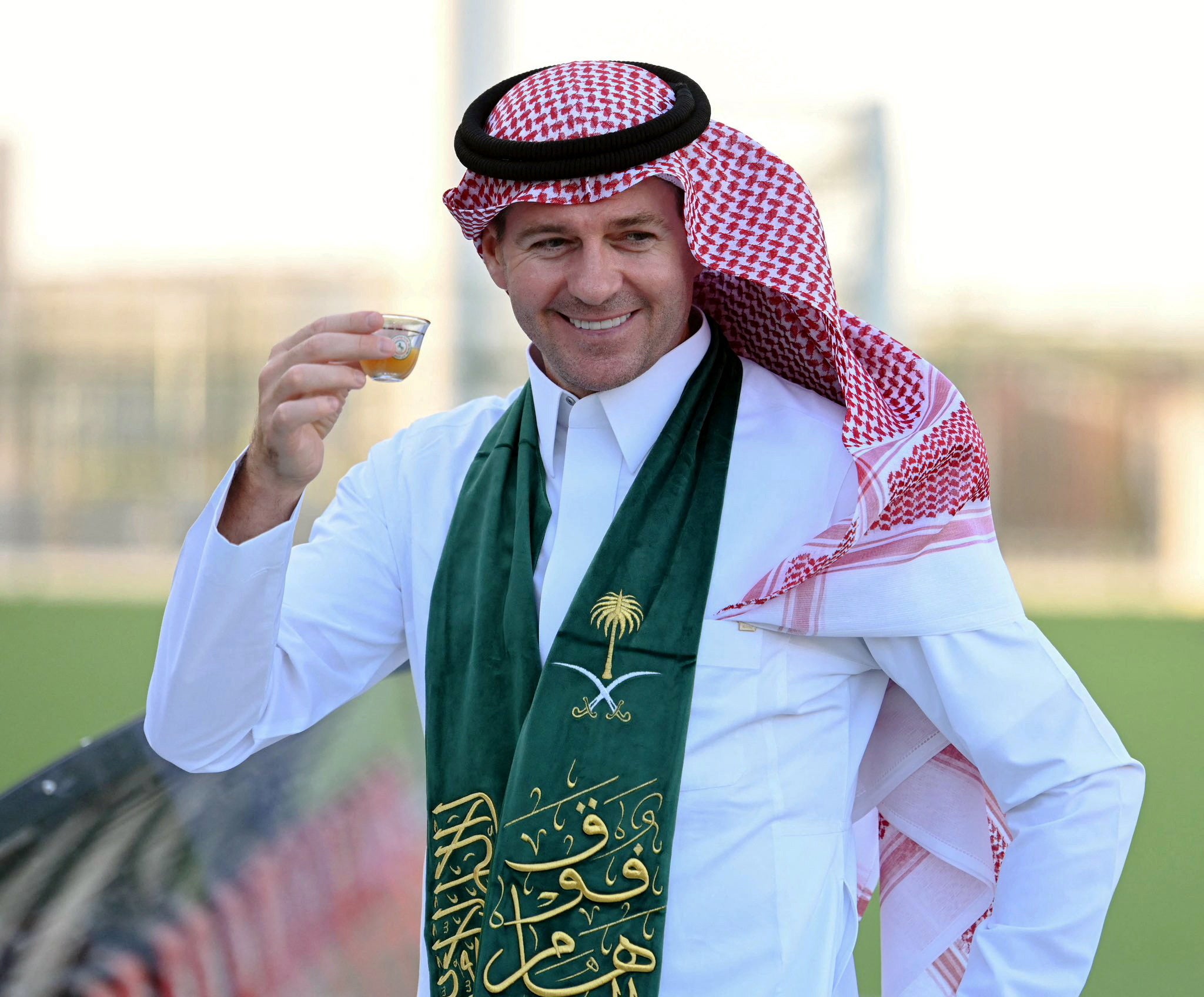 Steven Gerrard celebrating Saudi National Day