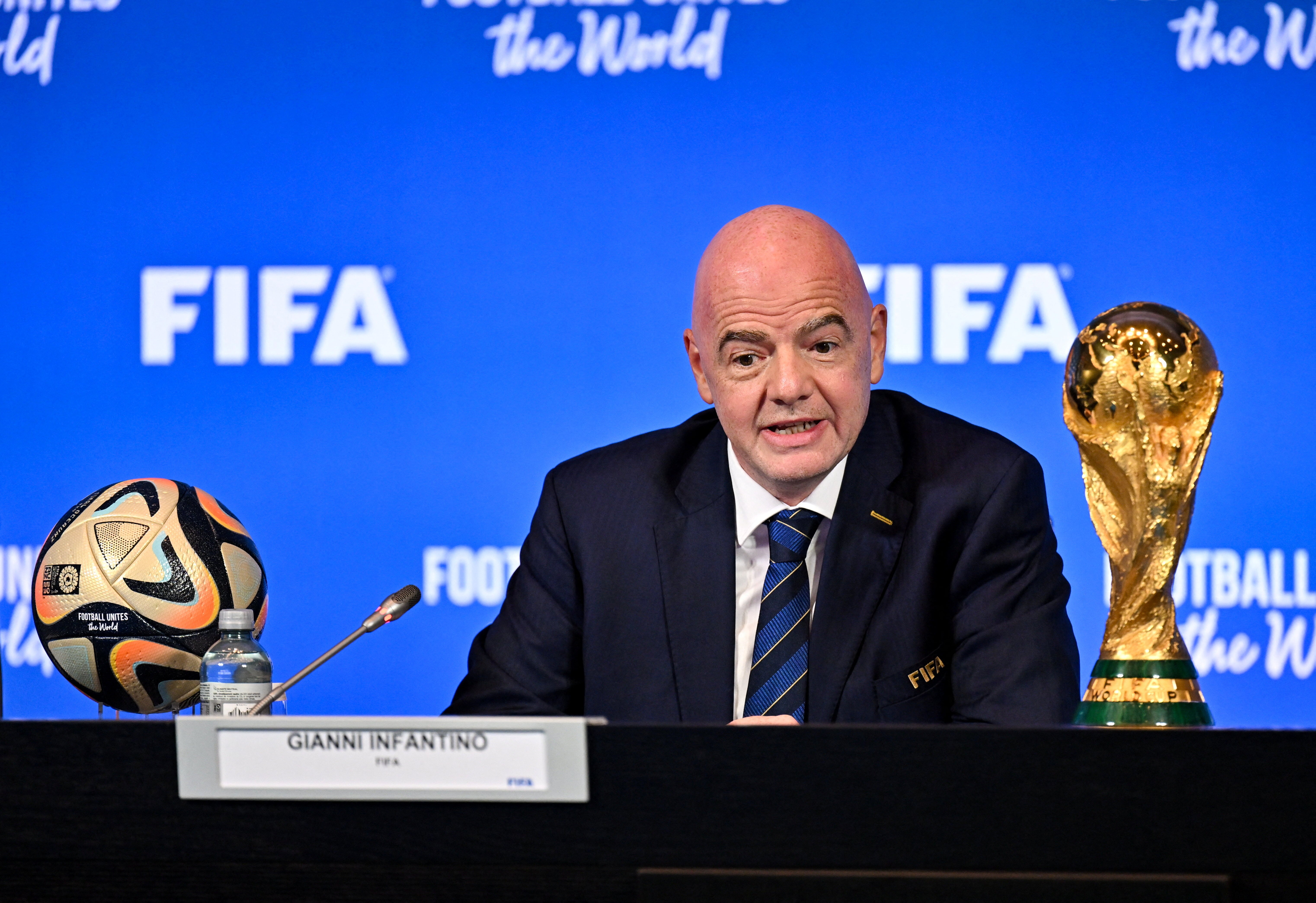 Gianni Infantino addresses a Fifa Council meeting in Zurich