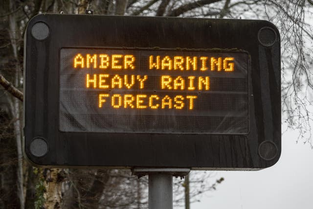 An amber rain warning has been issued for Scotland through Saturday (Robert Perry/PA)