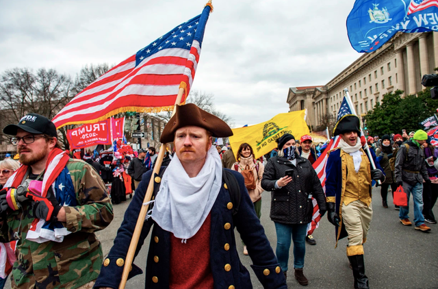 <p>Derek Nelson was seen at the Capitol wearing colonial attire </p>