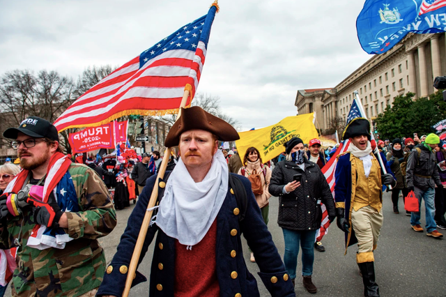 <p>Derek Nelson was seen at the Capitol wearing colonial attire </p>
