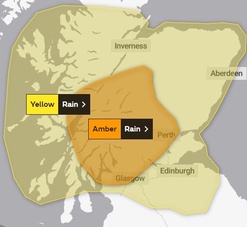 Amber and yellow warnings in place for Scotland