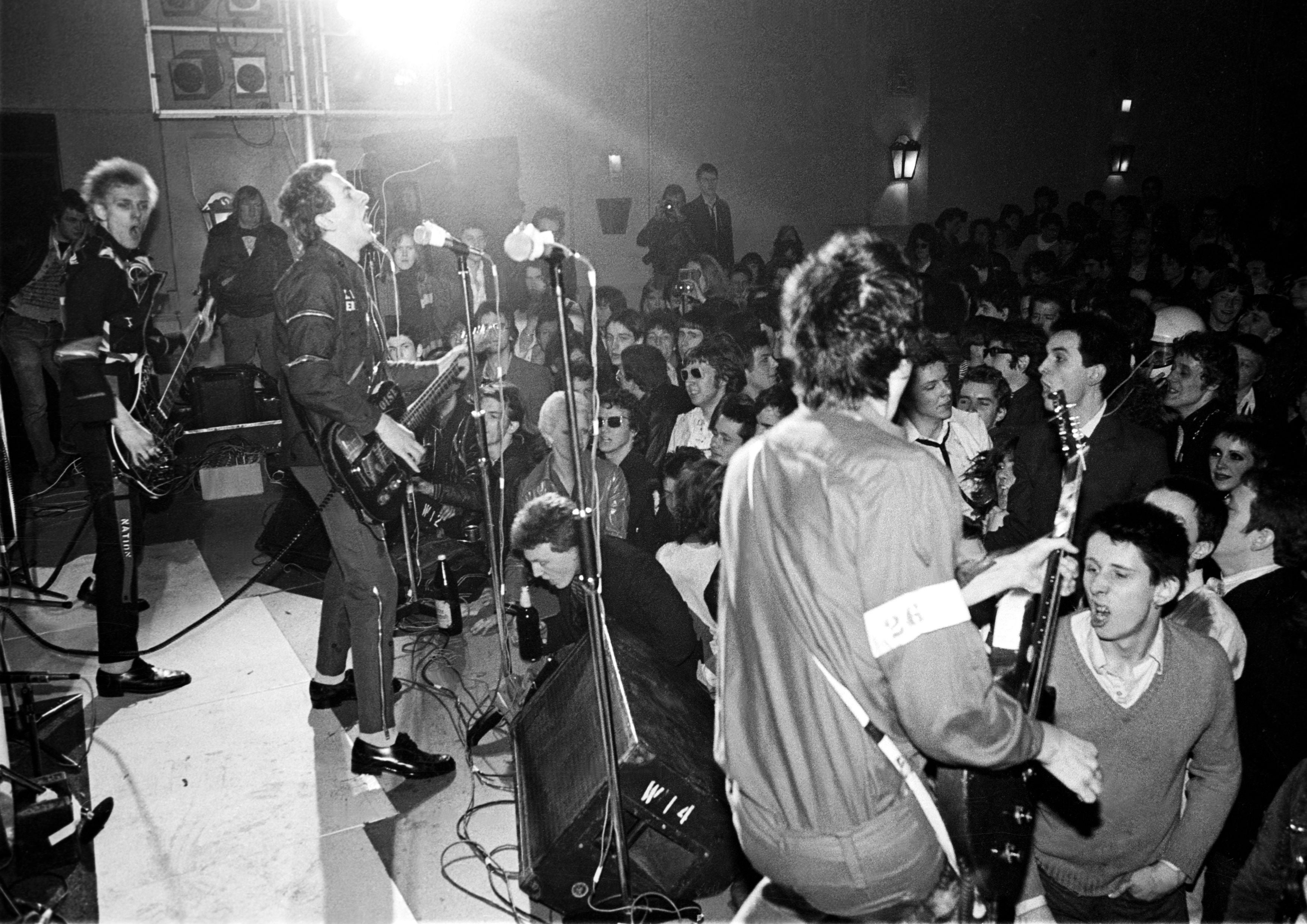 The Clash with Shane MacGowan (right) in the audience
