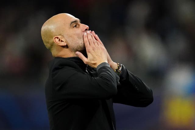 Pep Guardiola has a decision to make for Manchester City’s trip to Arsenal (Nick Potts/PA)