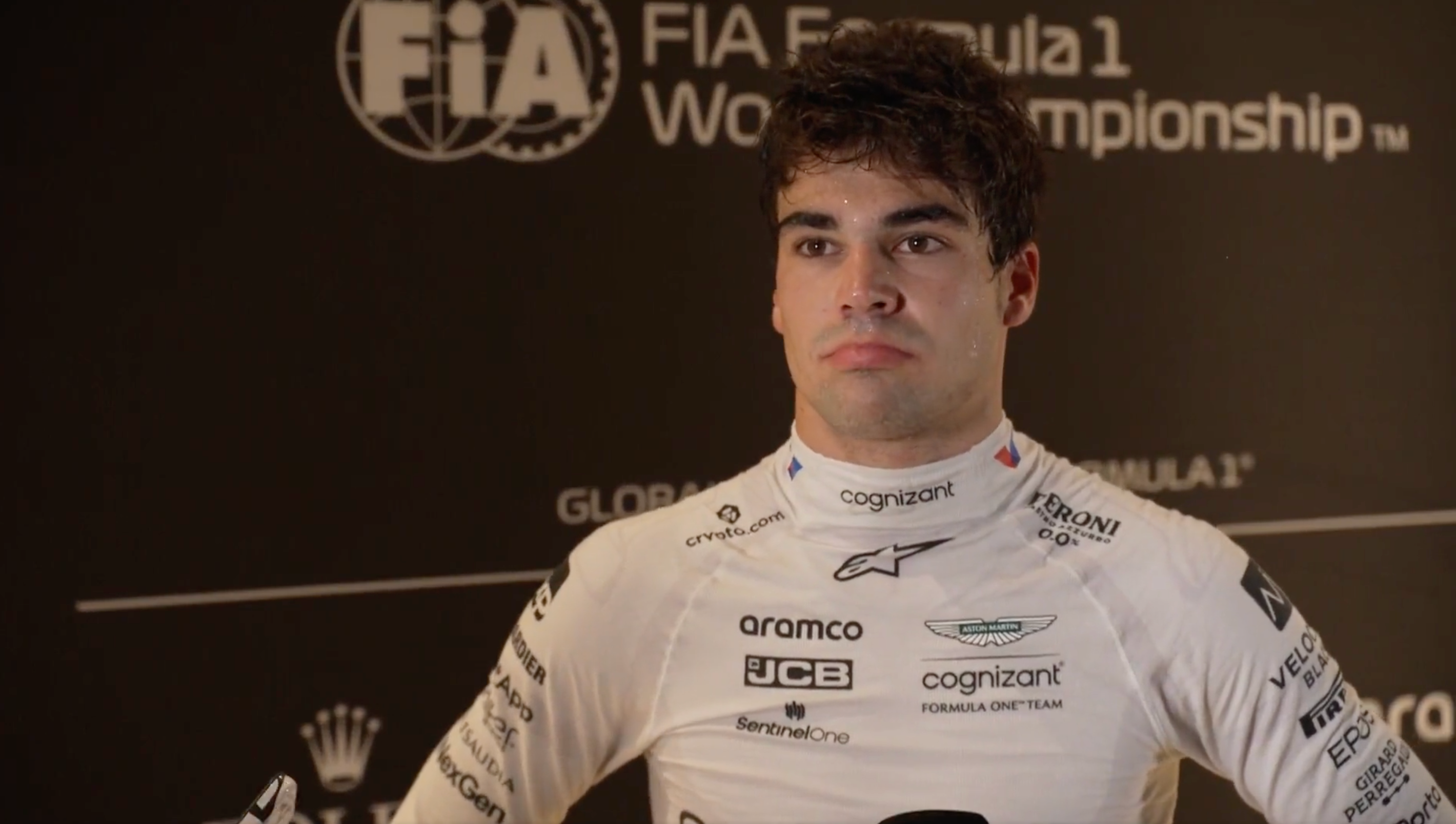 Lance Stroll shoves personal trainer and gives furious seven-word interview in Qatar