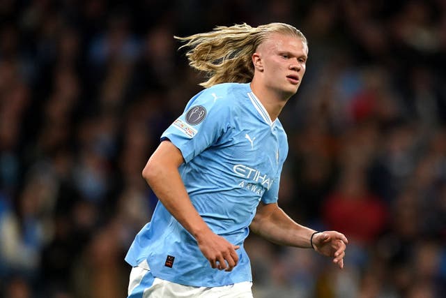 Erling Haaland has maintained his goalscoring form for Manchester City this season (Martin Rickett/PA)