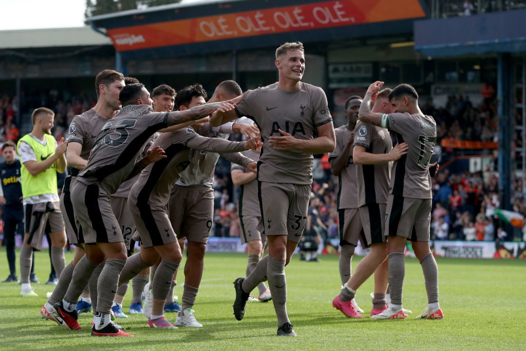 James Maddison of Tottenham Hotspur celebrates their second goal with  News Photo - Getty Images