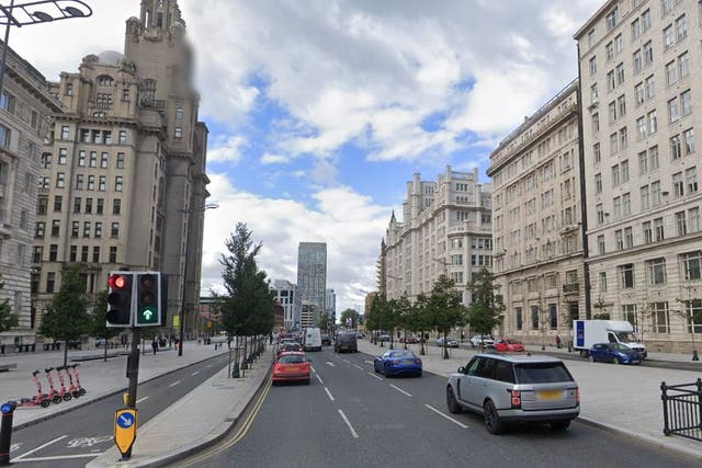 <p>The Strand, in Liverpool city centre, where two people were hit by a car </p>