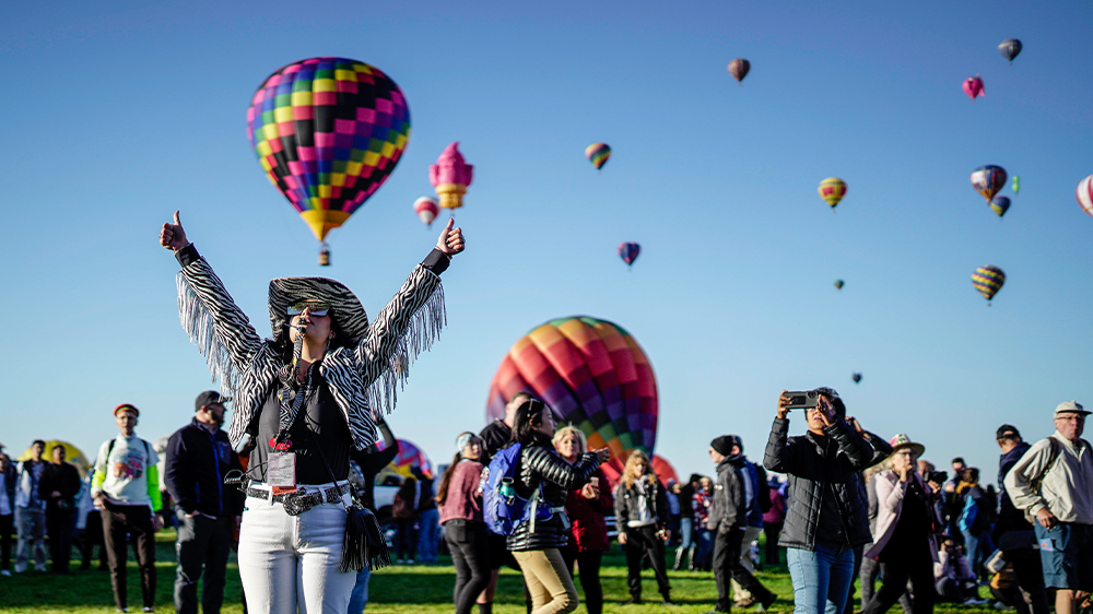 <p>Watch live: Hot air balloons fill the skies above New Mexico for annual fiesta</p>