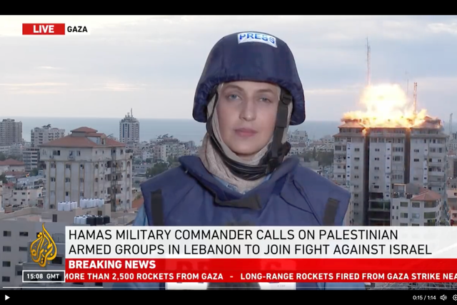 <p>Dramatic moment a missile strikes behind a reporter in Gaza</p>