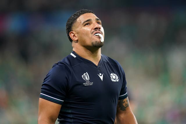 Sione Tuipulotu shows his dejection as Scotland bow out (Adam Davy/PA)