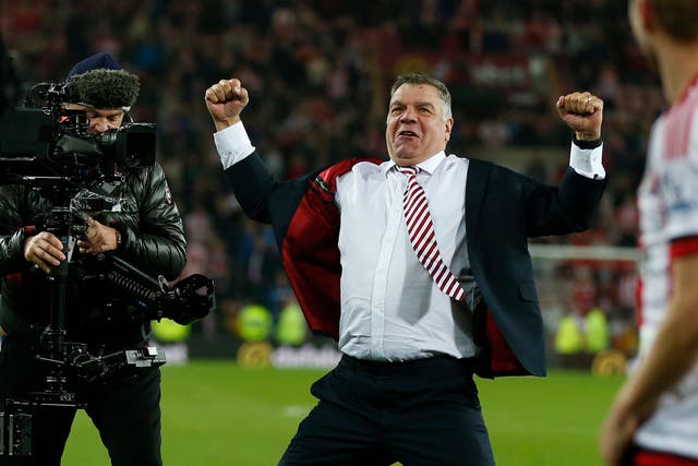 Sam Allardyce celebrates helping Sunderland avoid relegation (Owen Humphreys/PA)