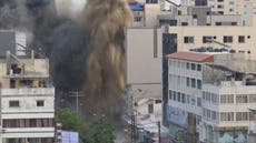 Gaza’s National Bank explodes after building hit by Israeli airstrike
