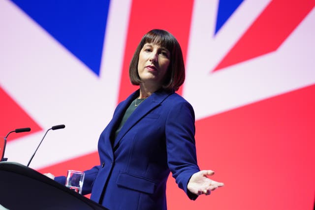 <p>Shadow chancellor Rachel Reeves makes her keynote speech during the Labour Party conference in Liverpool (PA)</p>