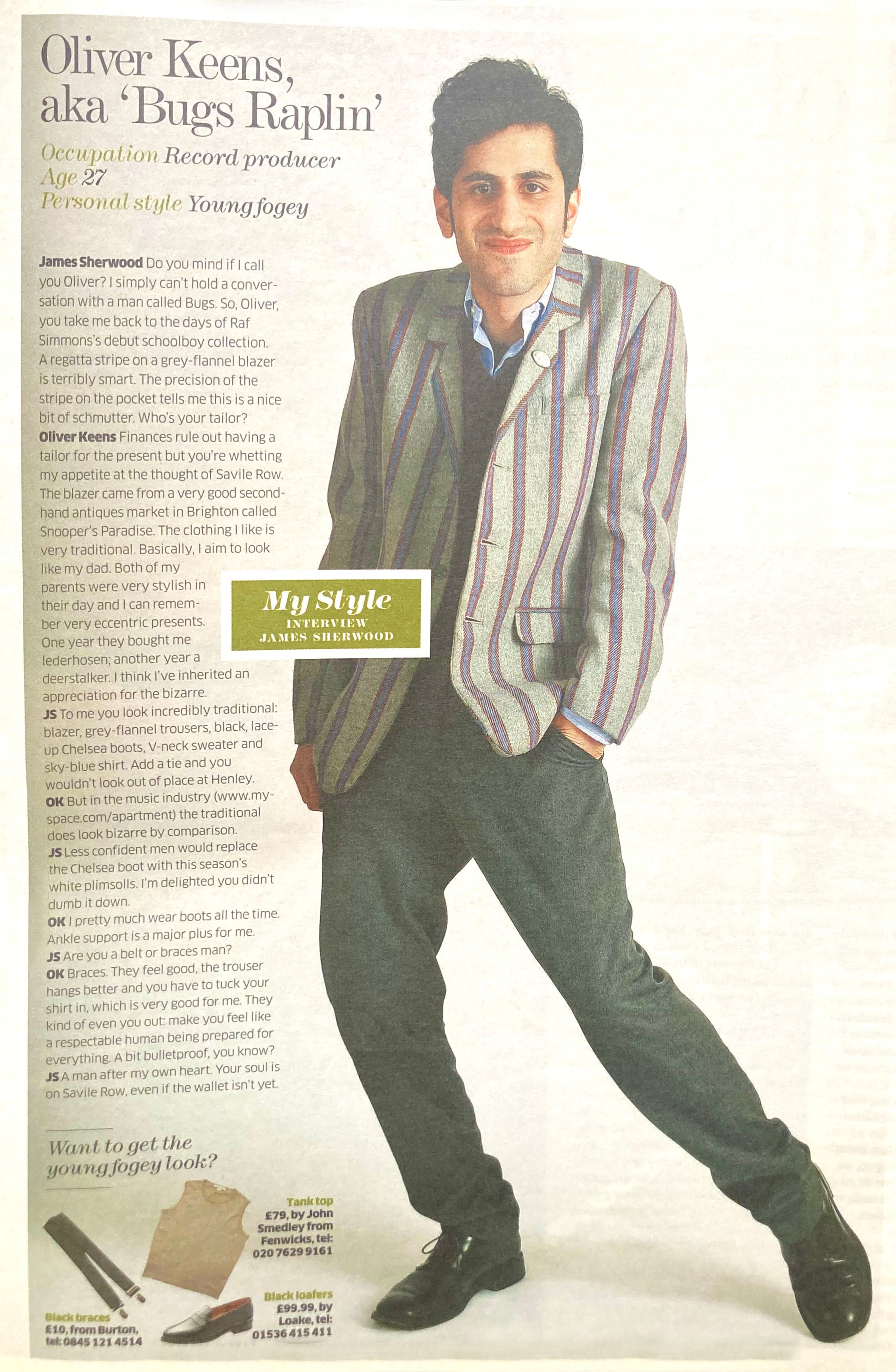 Introducing ‘The Young Fogey’: Oliver Keens in a 2007 edition of ‘The Independent’