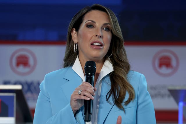 <p>Ronna McDaniel, Chair of the Republican Party, delivers remarks during the FOX Business Republican Primary Debate at the Ronald Reagan Presidential Library on September 27, 2023 in Simi Valley, California</p>