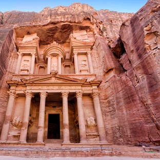 Al-Khazneh (The Treasury) is one of the most elaborate temples in the ancient Arab Nabatean Kingdom city of Petra