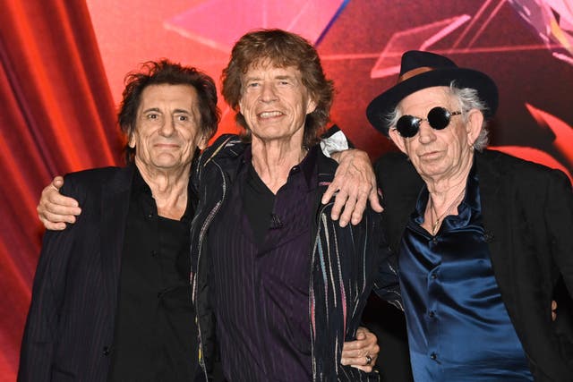<p>Ronnie Wood, Mick Jagger and Keith Richards</p>