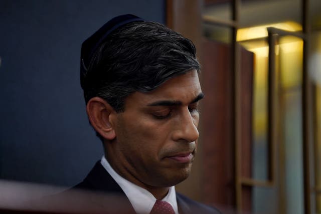 Prime Minister Rishi Sunak attending Finchley United Synagogue in central London (Lucy North/PA)