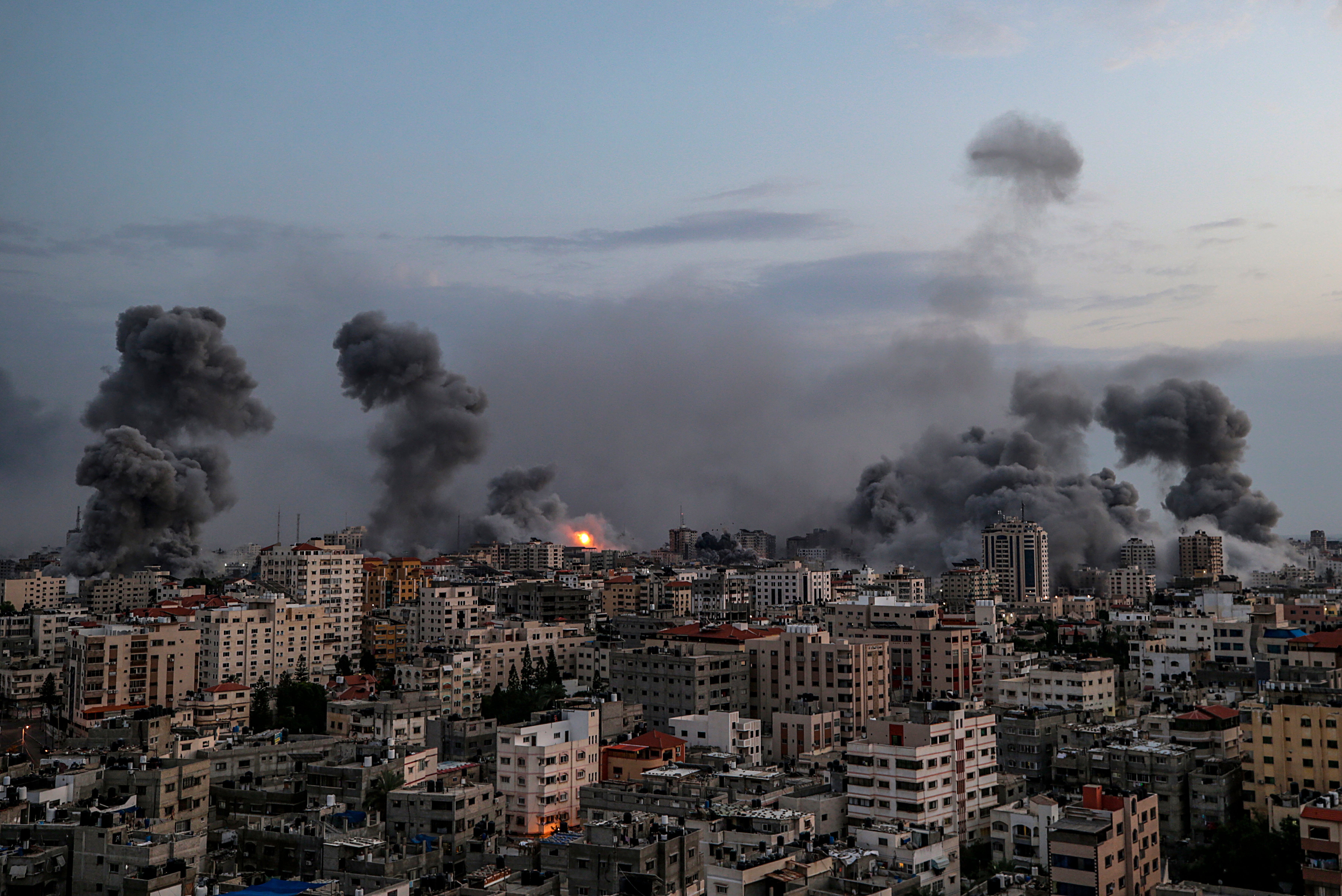 Smoke rises following an Israeli air strike on Gaza City