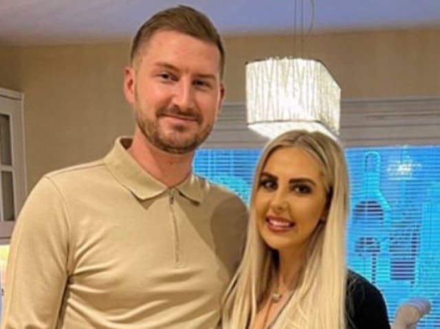 <p>Lauren, with partner Bradley, before her operation</p>