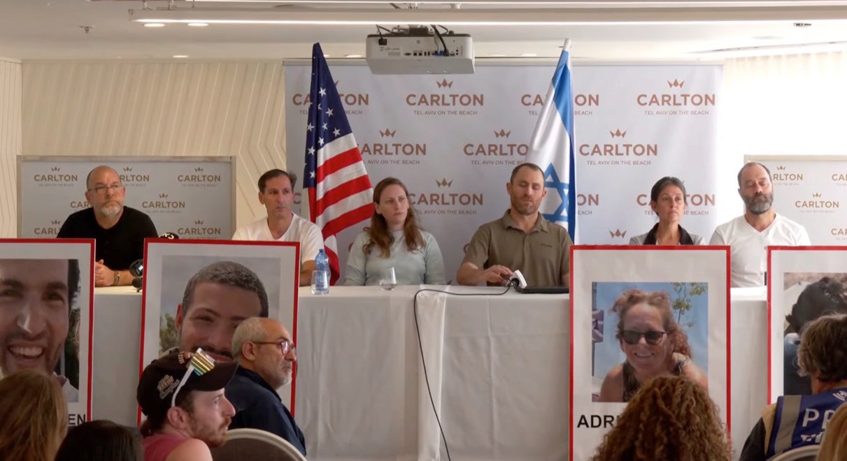 Desperate family members hold press conference to plead for help in finding missing Israeli-American loved ones