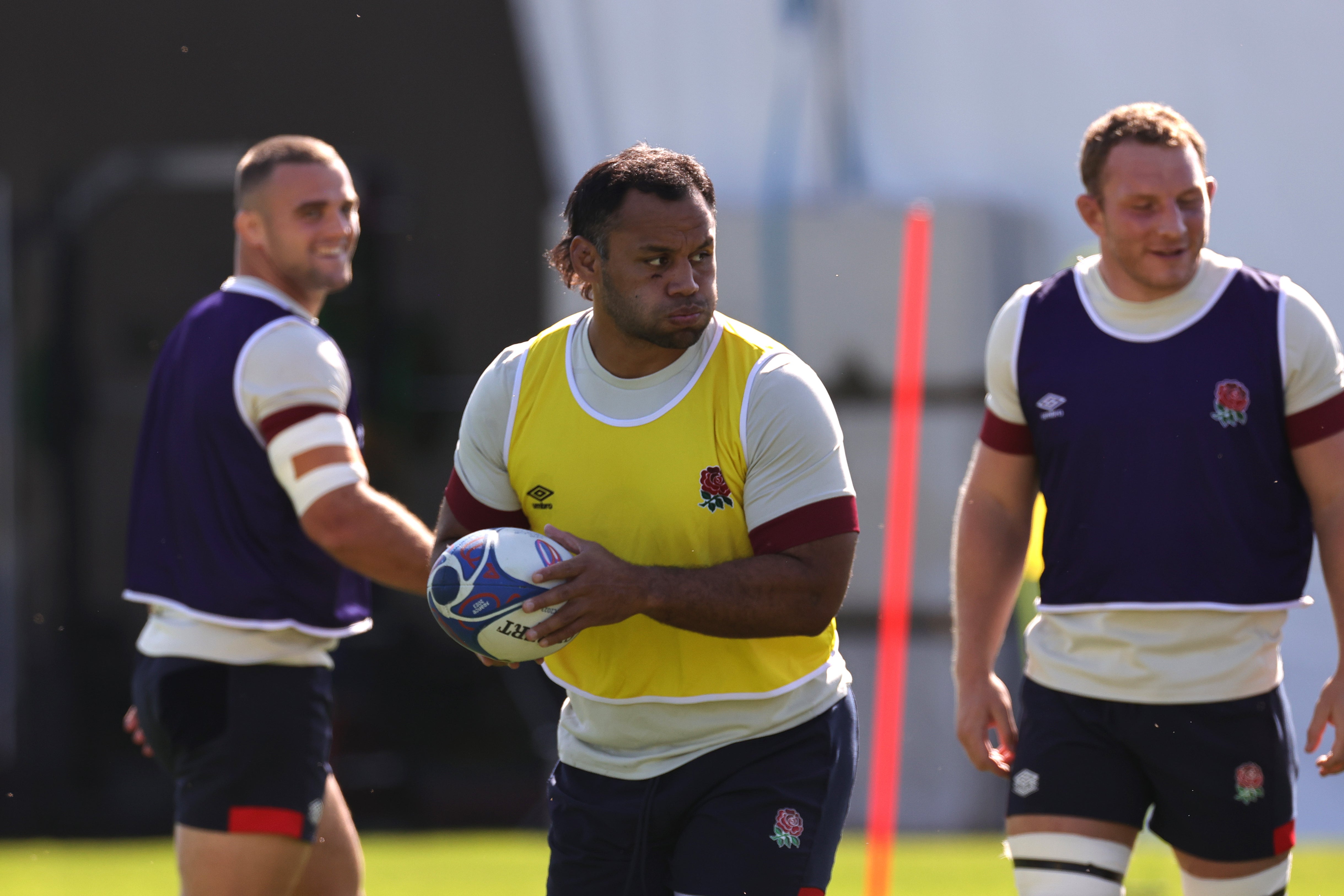 Billy Vunipola at an England training session in Carcassonne