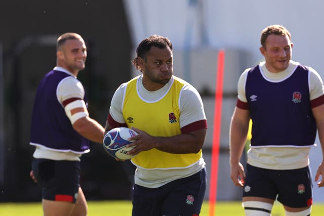 <p>Billy Vunipola at an England training session in Carcassonne </p>