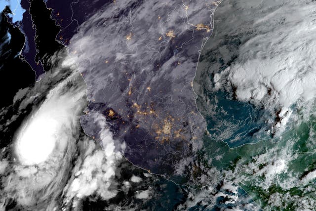 <p>This satellite image provided by NOAA at 8am ET on Tuesday, shows Hurricane Lidia in the Pacific Ocean approaching Puerto Vallarta, Mexico</p>