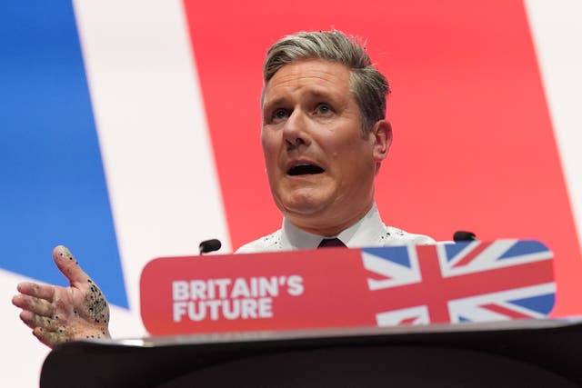 <p>Labour leader Sir Keir Starmer making his keynote speech during the Labour Party conference in Liverpool</p>