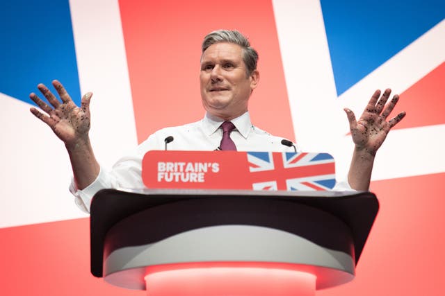 <p>Labour leader, Sir Keir Starmer delivers his keynote speech</p>