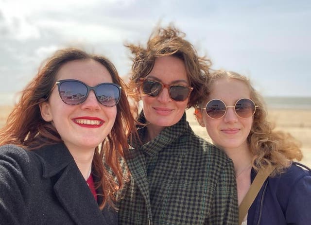 <p>In good hands; Sophie with her daughters today </p>