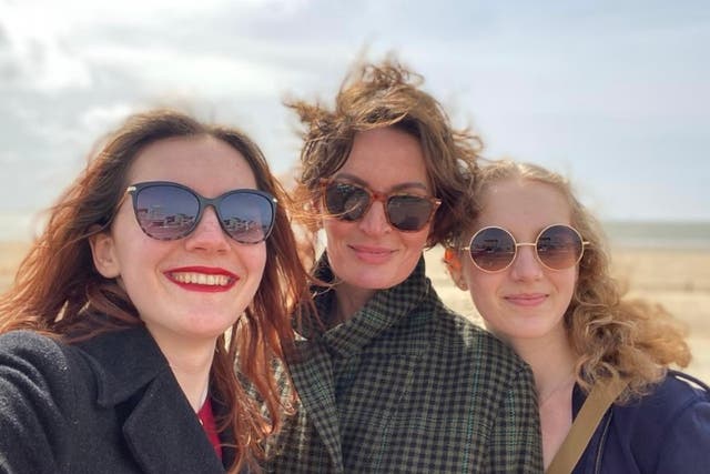 <p>In good hands; Sophie with her daughters today </p>