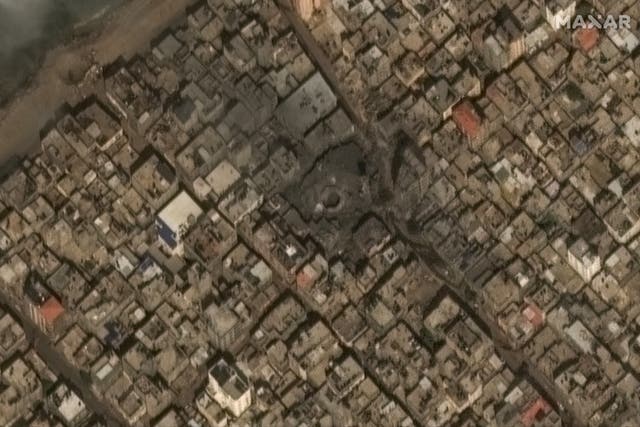 <p>Satellite and aerial imagery shows the devastation caused by Israeli airstrikes</p>