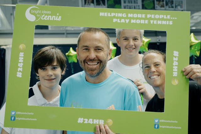 Danny Sapsford, second left, at a Bright Ideas for Tennis fundraiser (PA/handout)