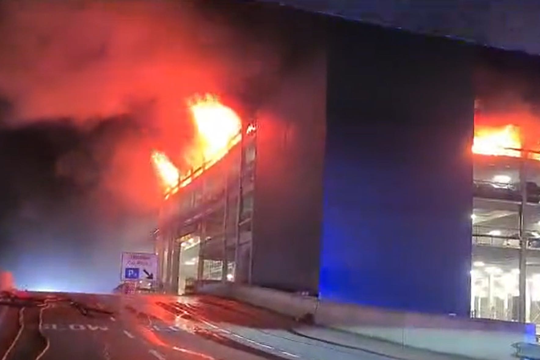 Firefighters battled through the night to bring the car park fire under control