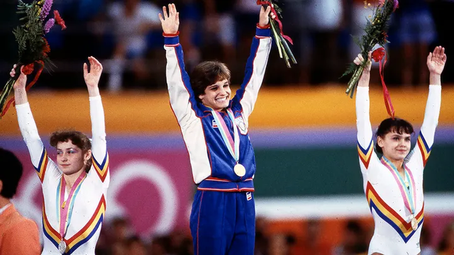 <p>Mary Lou Retton is the first American woman to win an Olympic gold medal in the all-around gymnastic competition</p>