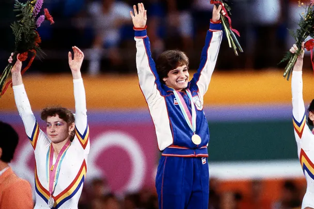 <p>Mary Lou Retton is the first American woman to win an Olympic gold medal in the all-around gymnastic competition</p>