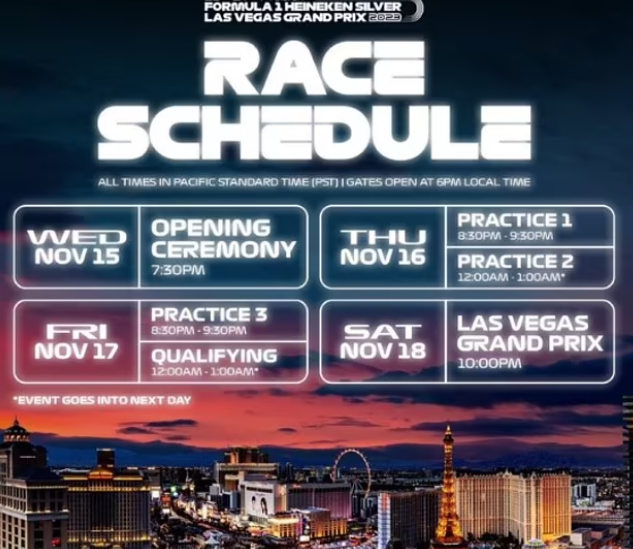 The schedule for the Las Vegas Grand Prix has been confirmed