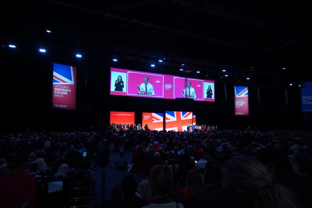Sir Keir Starmer gives his speech to the Labour Party conference in Liverpool (Peter Byrne/PA)