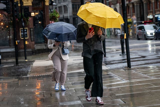 Rain will lash parts of southern England and Wales (Aaron Chown/PA)