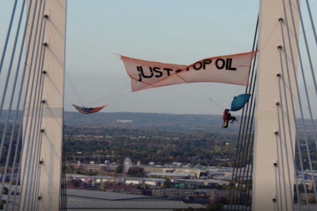 Two Just Stop Oil protesters who were jailed after scaling a bridge at the Dartford Crossing have lost a bid to challenge their cases at the UK’s highest court (Essex Police/PA)