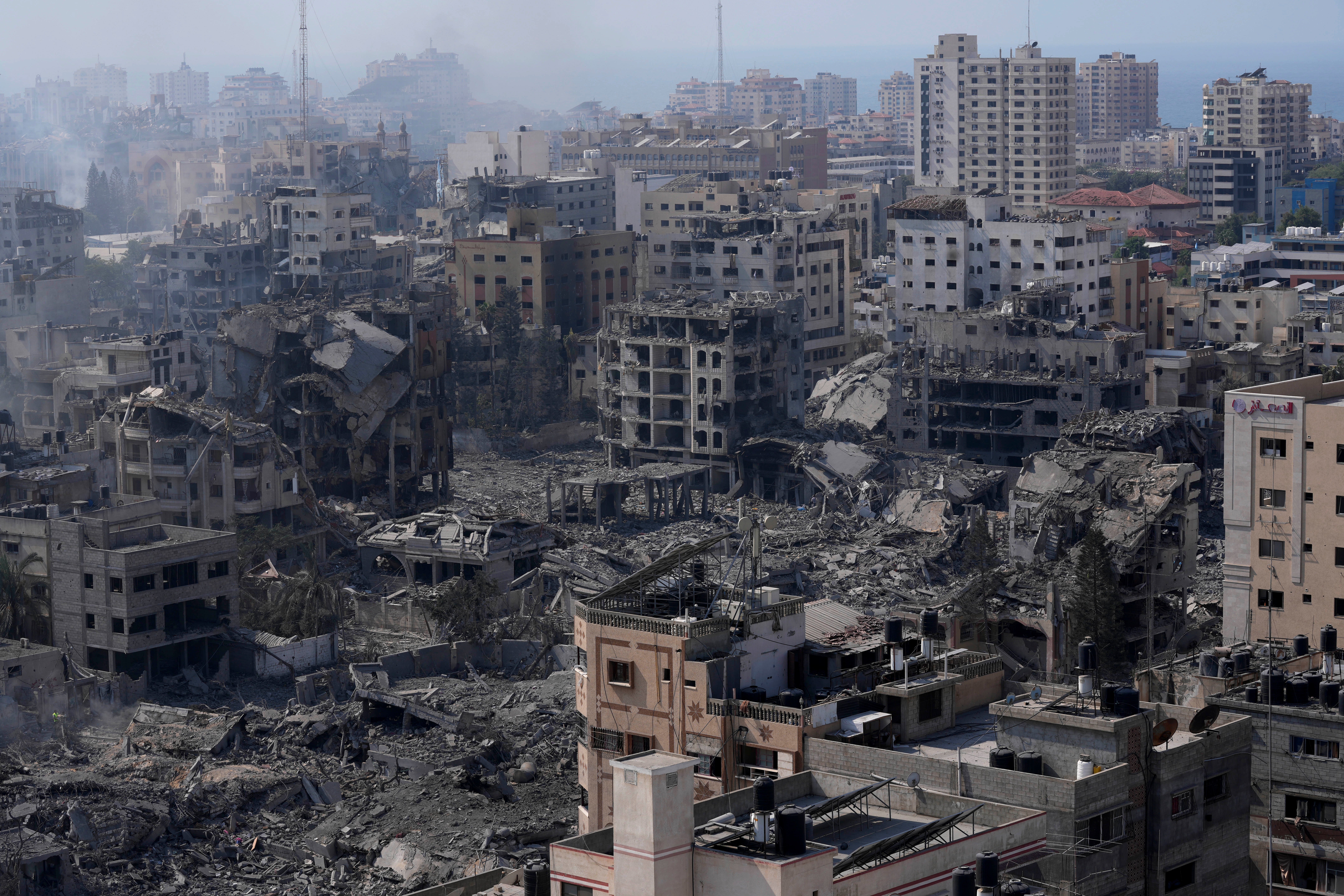 Destruction from Israeli aerial bombardment is seen in Gaza City