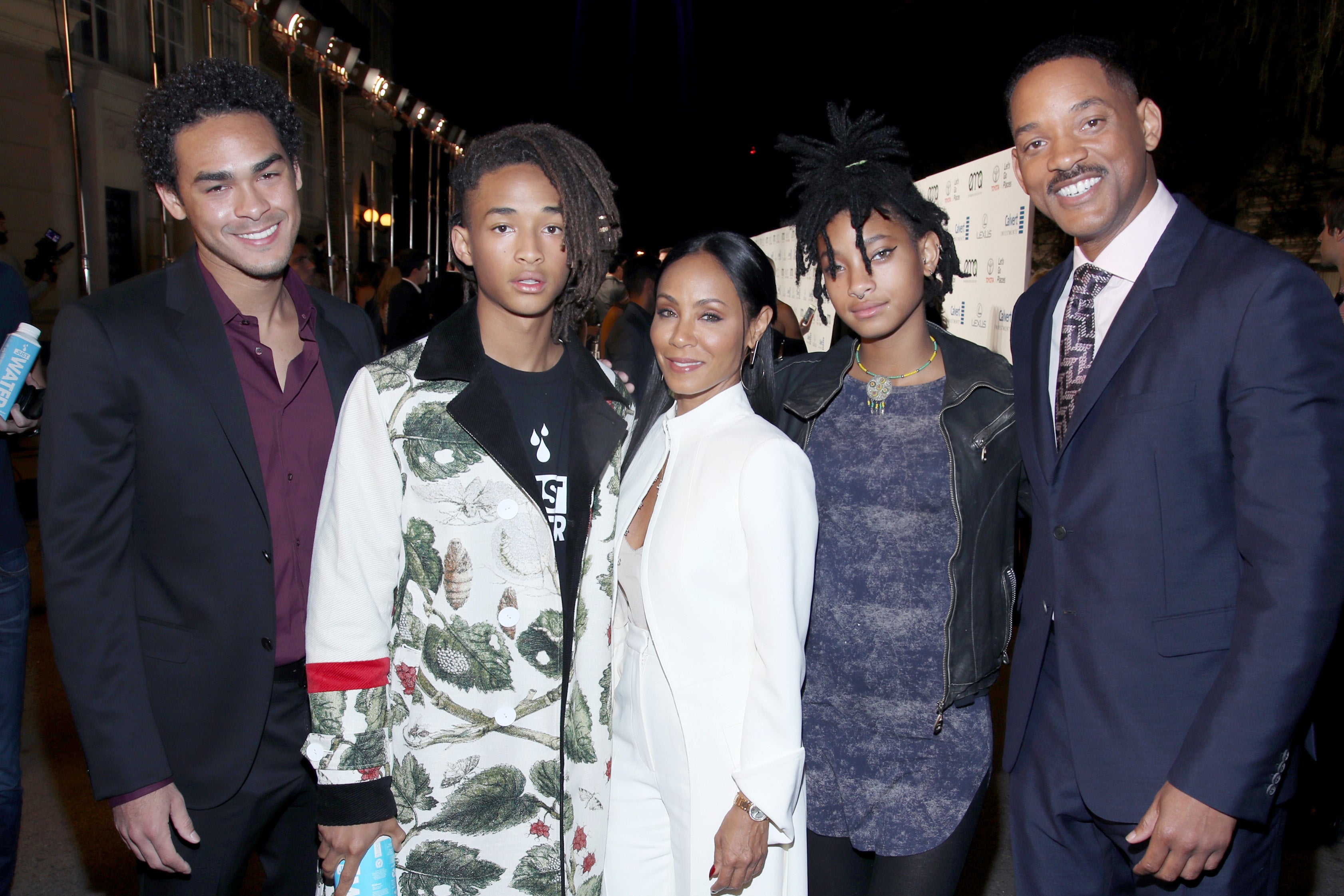 Trey Smith, Jaden Smith, Jada Pinkett Smith, Willow Smith, and Will Smith in October 2016